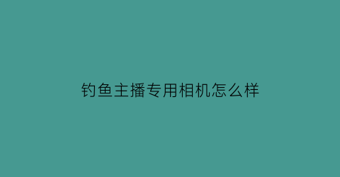 钓鱼主播专用相机怎么样(钓鱼直播设备)