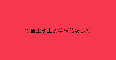 “钓鱼主线上的竿梢结怎么打(钓鱼竿稍主线怎么打结视频)