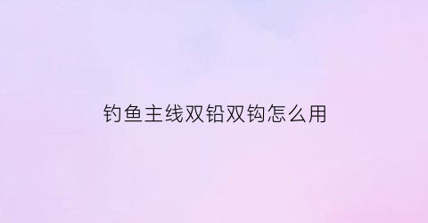 钓鱼主线双铅双钩怎么用(主线双铅钓法)