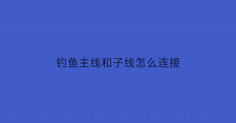 钓鱼主线和子线怎么连接