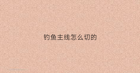 钓鱼主线怎么切的(钓鱼主线怎么弄)