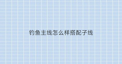 钓鱼主线怎么样搭配子线(钓鱼主线是啥子线是啥)