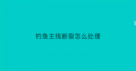 钓鱼主线断裂怎么处理(钓鱼主线断裂怎么处理的)