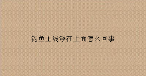 钓鱼主线浮在上面怎么回事(钓鱼主线上浮怎么办)