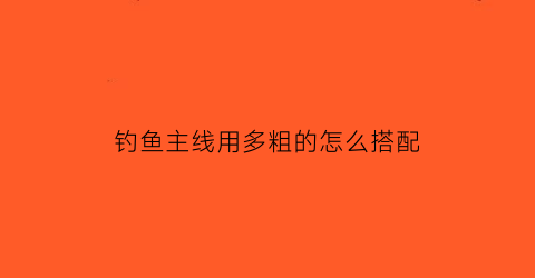 钓鱼主线用多粗的怎么搭配(钓鱼主线要多粗)