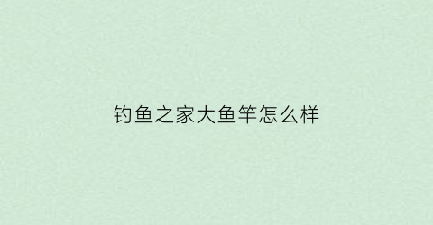 钓鱼之家大鱼竿怎么样(钓鱼之家鱼竿质量可靠吗)