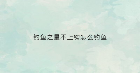 钓鱼之星不上钩怎么钓鱼(钓鱼之星套装鱼竿好用吗)