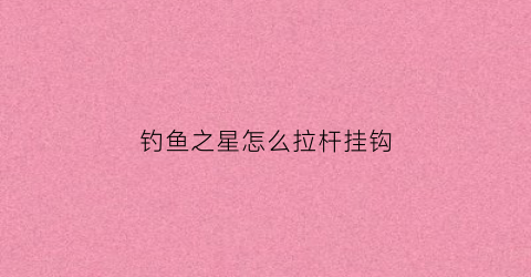 钓鱼之星怎么拉杆挂钩(钓鱼之星怎么拉杆挂钩图片)