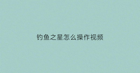 钓鱼之星怎么操作视频(钓鱼之星怎么玩)