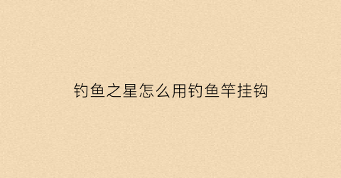 钓鱼之星怎么用钓鱼竿挂钩(钓鱼之星怎么用钓鱼竿挂钩图解)