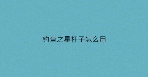 钓鱼之星杆子怎么用(ns钓鱼之星)