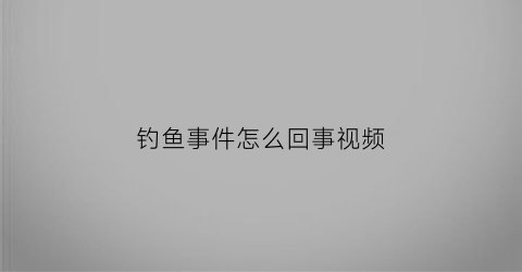 钓鱼事件怎么回事视频