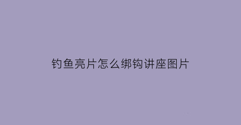 “钓鱼亮片怎么绑钩讲座图片(钓鱼亮片怎么用)