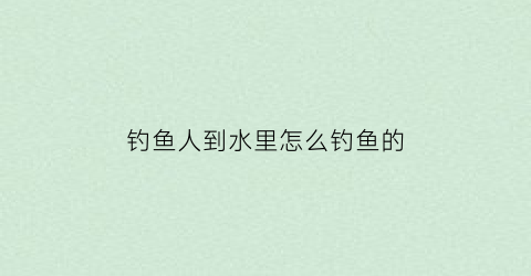 “钓鱼人到水里怎么钓鱼的(钓鱼人到水里怎么钓鱼的视频)