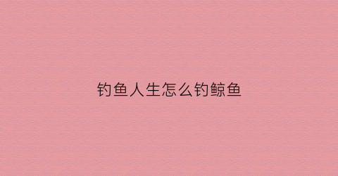 钓鱼人生怎么钓鲸鱼(钓鱼人生解锁地图)