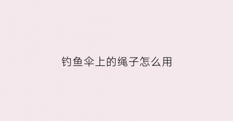 “钓鱼伞上的绳子怎么用(钓鱼伞上面小伞起什么作用)