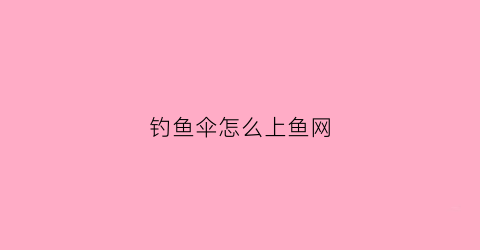 钓鱼伞怎么上鱼网(钓鱼伞怎么换上杆)