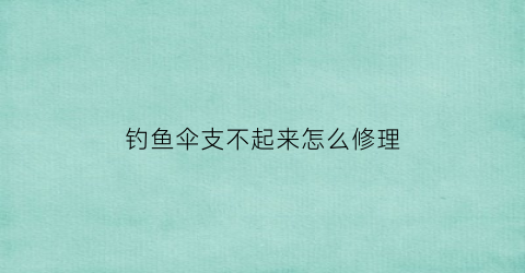 钓鱼伞支不起来怎么修理