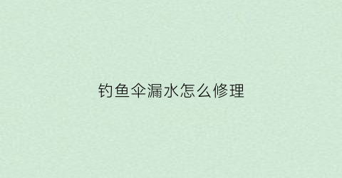 钓鱼伞漏水怎么修理(钓鱼伞漏水怎么修复)