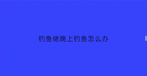 “钓鱼佬晚上钓鱼怎么办(晚上钓鱼的人是什么心态)