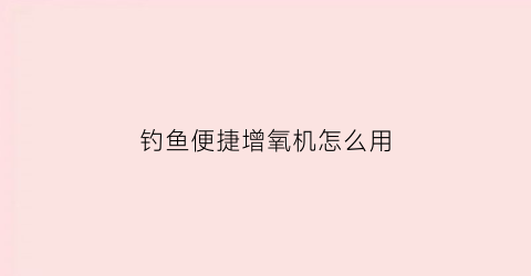 钓鱼便捷增氧机怎么用(钓鱼用的小型方便增氧机两用)