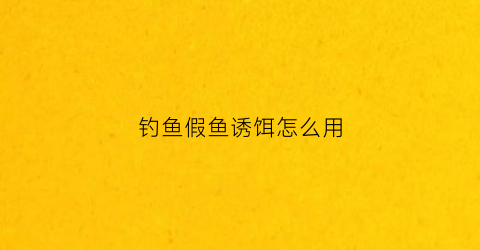 钓鱼假鱼诱饵怎么用(钓鱼假鱼诱饵怎么用的)