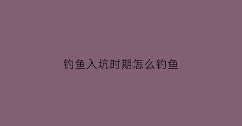 钓鱼入坑时期怎么钓鱼(钓鱼如何入门)