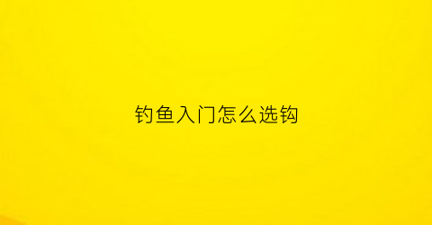 钓鱼入门怎么选钩(如何选择钓鱼钩)