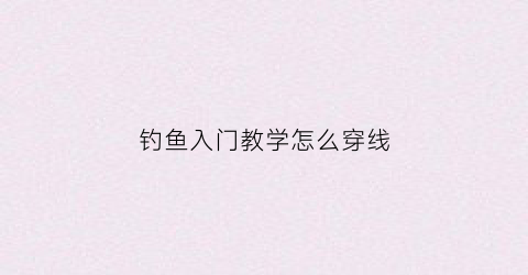 钓鱼入门教学怎么穿线(钓鱼的鱼线怎么穿)