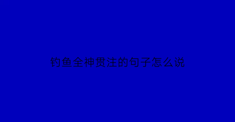 “钓鱼全神贯注的句子怎么说(钓鱼精神是什么意思)