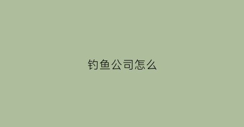 钓鱼公司怎么(钓鱼公司怎么取名)