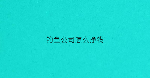 钓鱼公司怎么挣钱(钓鱼怎么盈利)