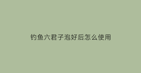 钓鱼六君子泡好后怎么使用(钓鱼六君子标准配方放多少酒)