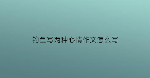钓鱼写两种心情作文怎么写