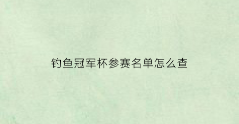 钓鱼冠军杯参赛名单怎么查(2021冠军钓)