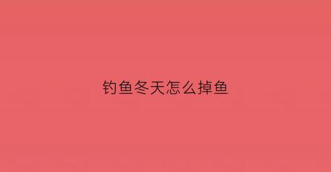 钓鱼冬天怎么掉鱼(钓鱼冬天怎么掉鱼最好)
