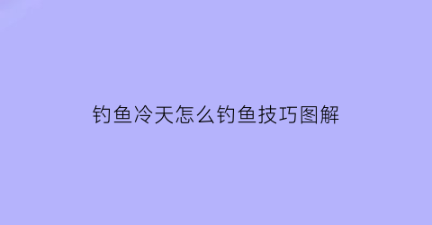 钓鱼冷天怎么钓鱼技巧图解(钓鱼冷天怎么钓鱼技巧图解视频)