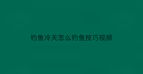 钓鱼冷天怎么钓鱼技巧视频(钓鱼天气冷怎么钓)
