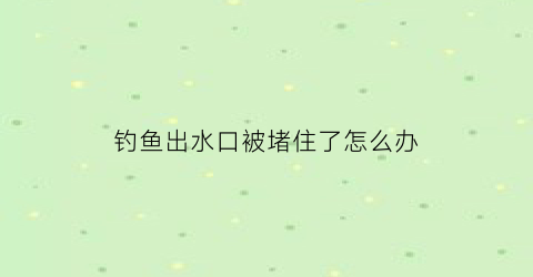钓鱼出水口被堵住了怎么办(钓鱼钓出水口好还是入水口好)