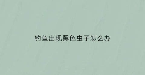 钓鱼出现黑色虫子怎么办(钓鱼突然出现黑漂)