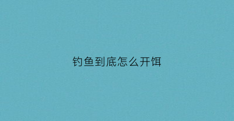 钓鱼到底怎么开饵(钓鱼怎样开饵)