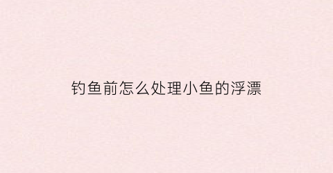 钓鱼前怎么处理小鱼的浮漂(钓小鱼怎么调漂好)