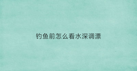 钓鱼前怎么看水深调漂(怎么确定钓鱼水的深度怎么调目)