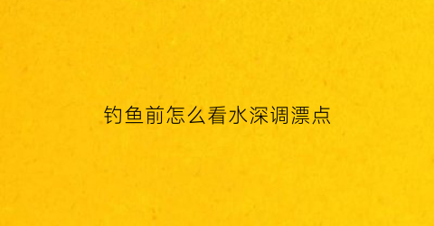 钓鱼前怎么看水深调漂点(钓鱼怎么看水深水浅要怎么调漂)