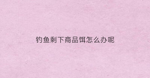钓鱼剩下商品饵怎么办呢(钓鱼剩下的饵料怎么办)
