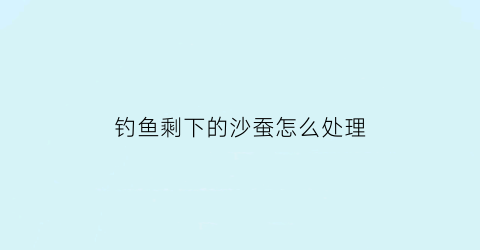 “钓鱼剩下的沙蚕怎么处理(钓鱼的沙蚕长期保存方法)