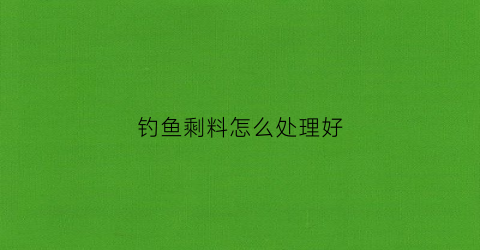 钓鱼剩料怎么处理好