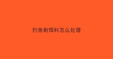 钓鱼剩饵料怎么处理(剩下的饵料怎么办)