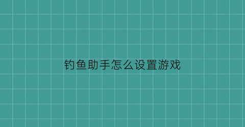 钓鱼助手怎么设置游戏(钓鱼助手app)