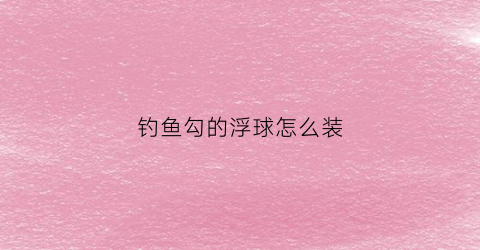 钓鱼勾的浮球怎么装(钓鱼勾的浮球怎么装上去)